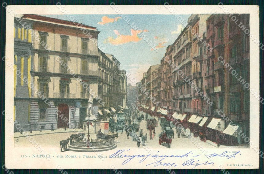 Napoli Città Piazza Carità Via Roma Brogi Richter 316 cartolina MX4836 – fronte