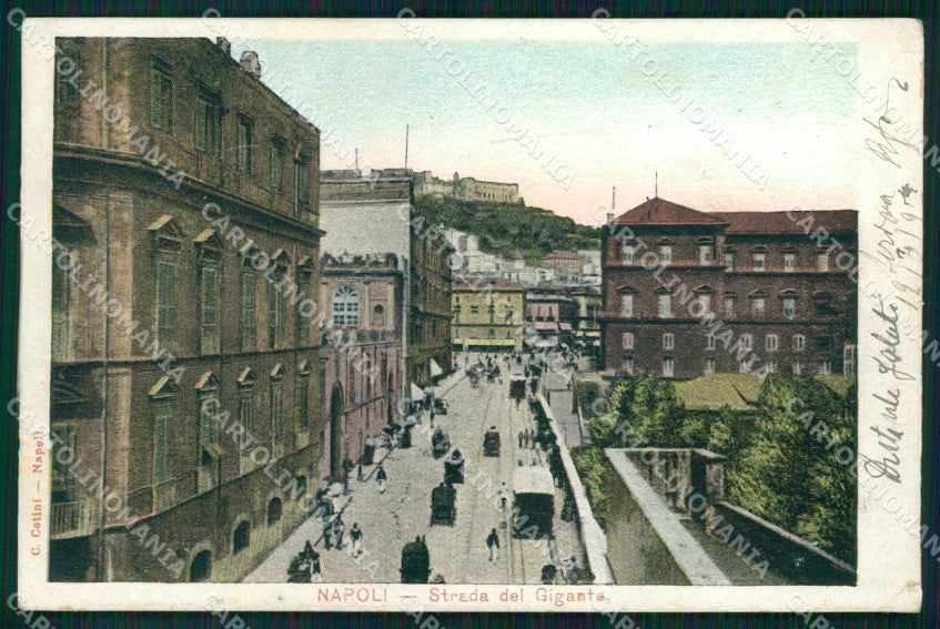 Napoli Città Strada del Gigante Tram cartolina MX4837 – fronte