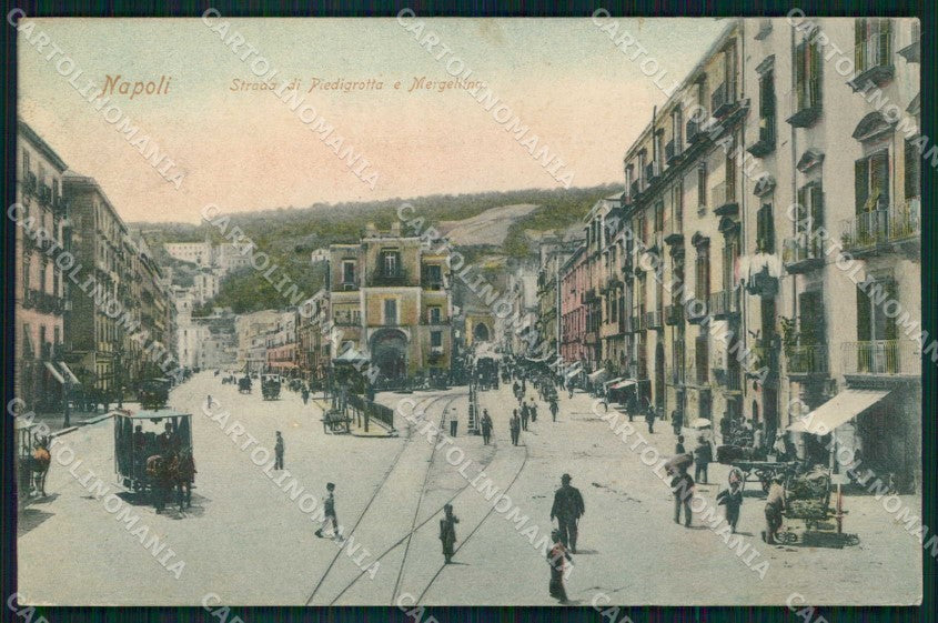 Napoli Città Strada Piedigrotta Mergellina Trabert cartolina MX4839 – fronte