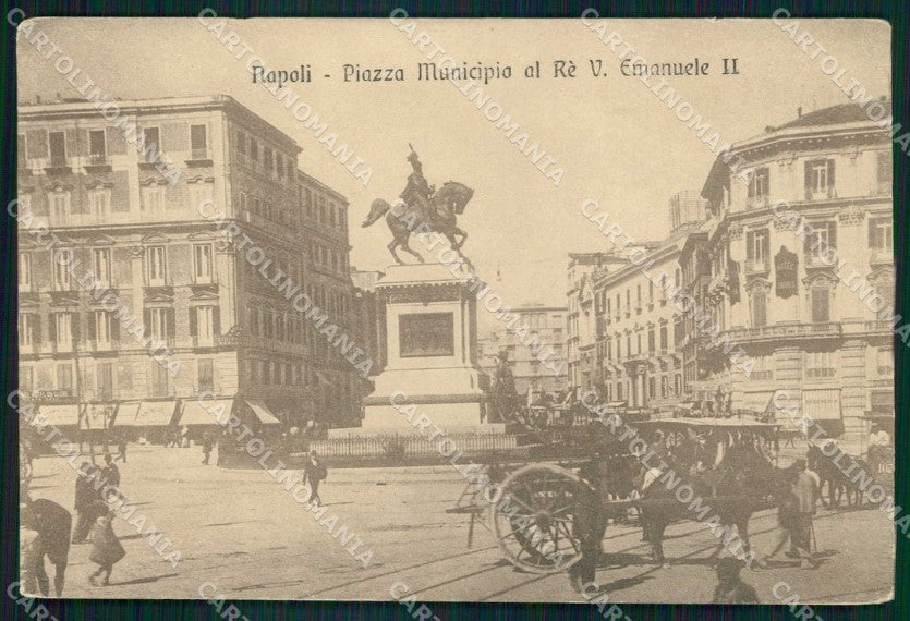 Napoli Città Piazza Municipio Re Vittorio Emanuele II cartolina MX4857 – fronte