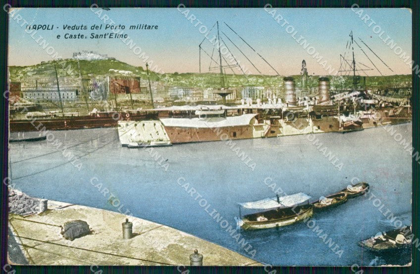 Napoli Città Porto Militare Castel Sant Elmo PIEGHINA cartolina MX4862 – fronte