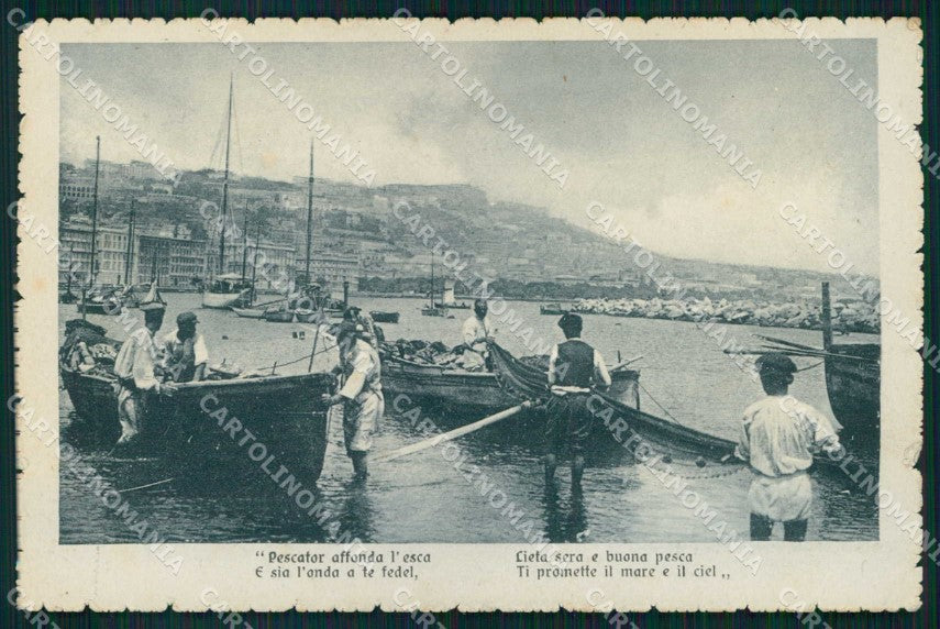 Napoli Città Baia Mergellina Mestieri Pescatori in Barca cartolina MX4867 – fronte