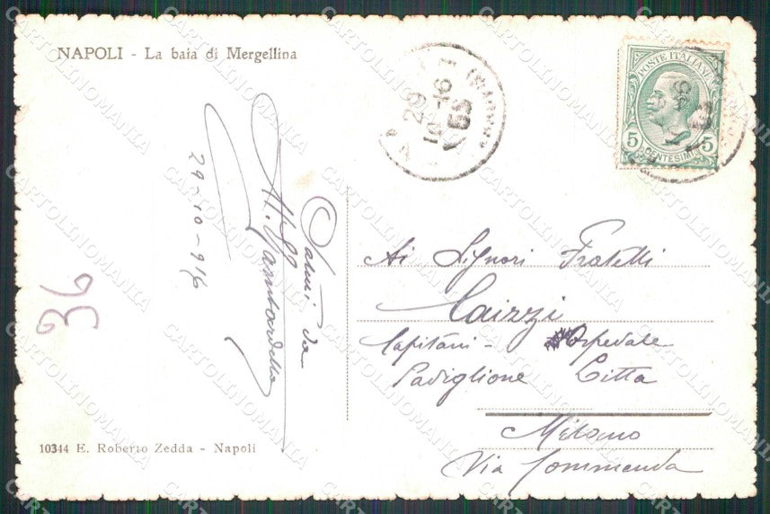Napoli Città Baia Mergellina Mestieri Pescatori in Barca cartolina MX4867 – retro
