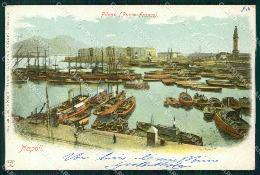 Napoli Città Piliero Punto Franco Barche Kunzli 5602 cartolina MX4889 – fronte