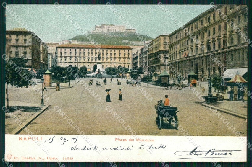 Napoli Città Piazza Municipio Trenkler 14559 cartolina MX4903 – fronte