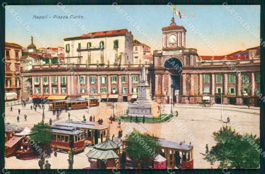 Napoli Città Piazza Dante Tram cartolina MX4939 – fronte