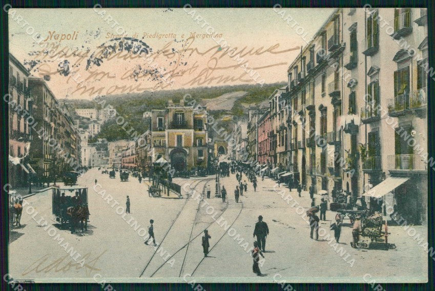 Napoli Città Strada Piedigrotta Mergellina Trabert FORI cartolina MX4946 – fronte