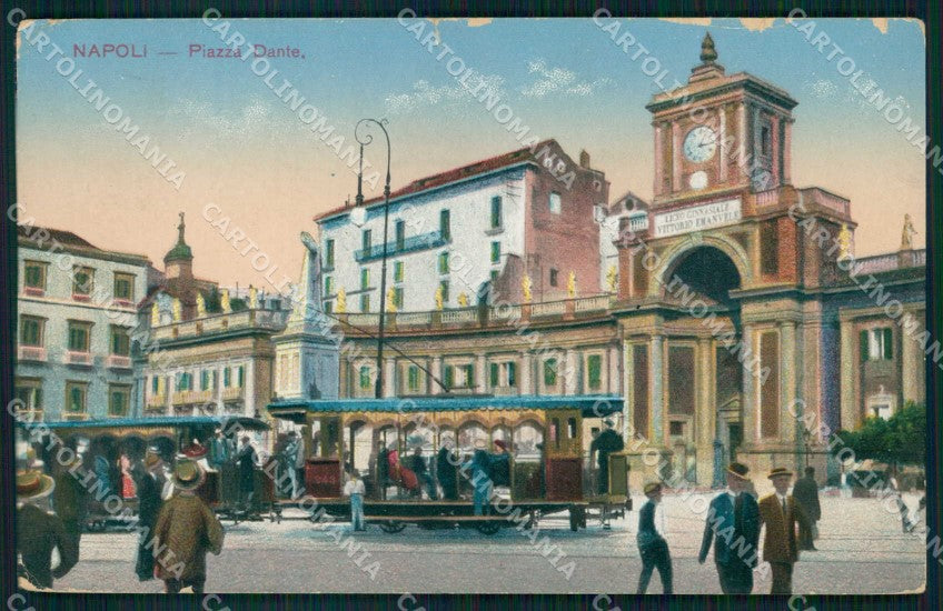 Napoli Città Piazza Dante Tramway ABRASA cartolina MX4947 – fronte