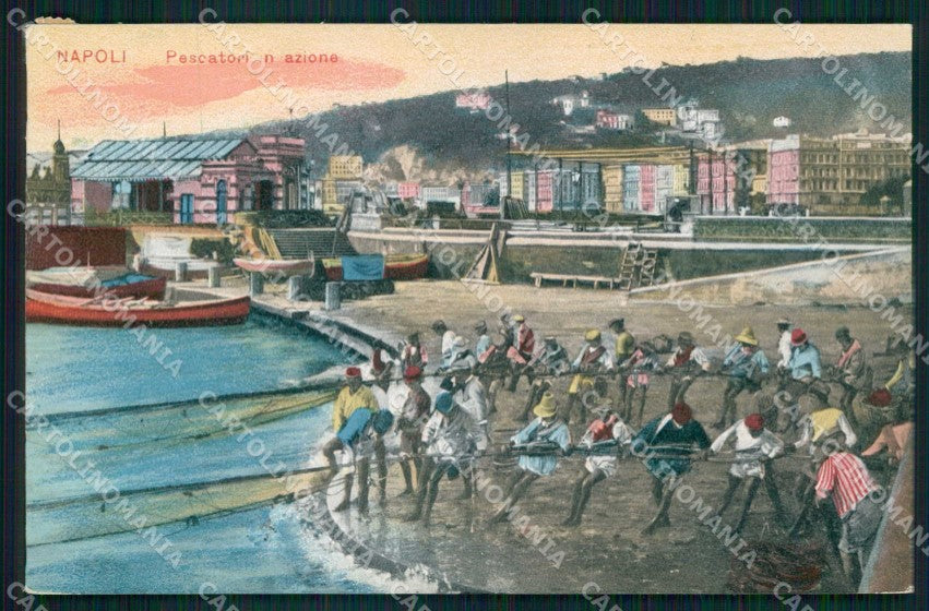 Napoli Città Mestieri Pescatori in Azione cartolina MX4953 – fronte