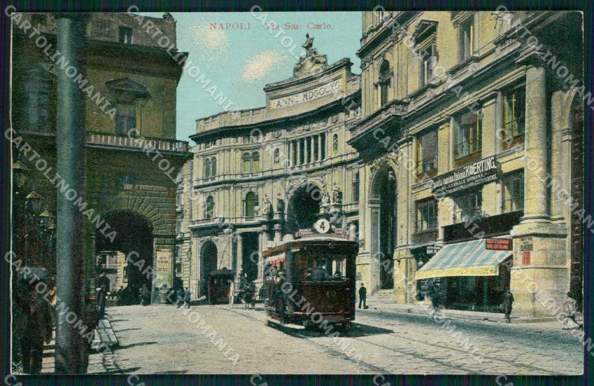Napoli Città Via San Carlo Tram cartolina MX4957 – fronte