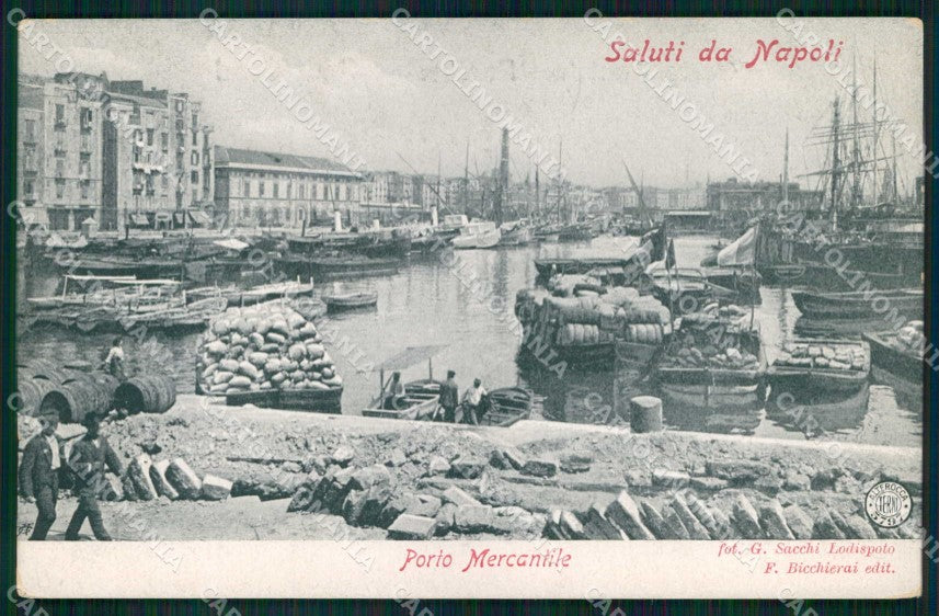 Napoli Città Saluti da Porto Mercantile Barche Alterocca 5797 cartolina MX4999 – fronte