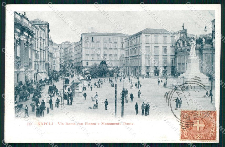 Napoli Città Piazza Monumento Dante Via Roma cartolina MX5008 – fronte