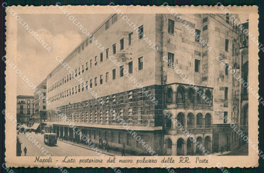 Napoli Città Nuovo Palazzo Poste Lato Posteriore Tram cartolina MX5011 – fronte