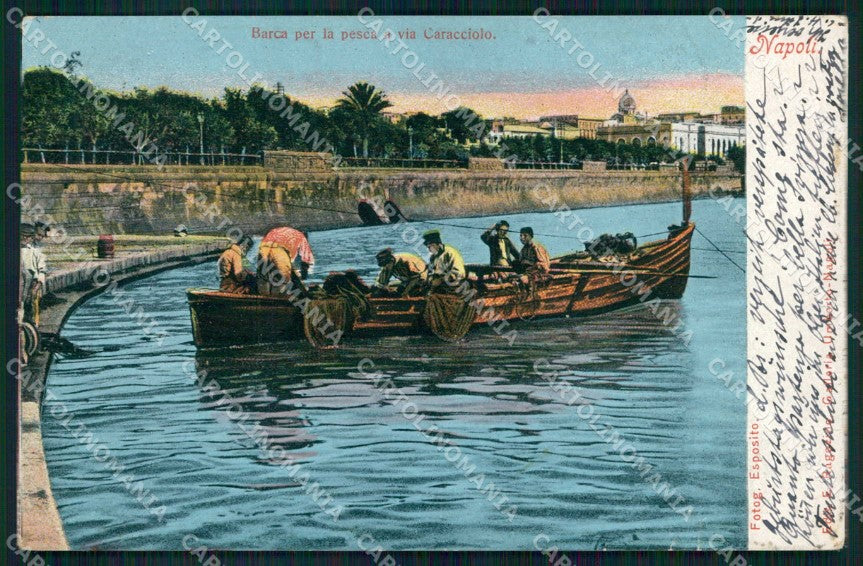 Napoli Città Via Caracciolo Pescatori in Barca Ragozino cartolina MX5013 – fronte
