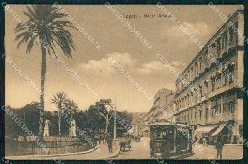 Napoli Città Piazza Vittoria Tram cartolina MX5036 – fronte