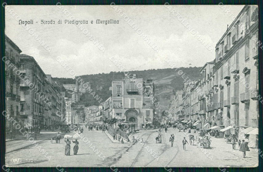 Napoli Città Strada Piedigrotta Tram Mergellina Alterocca 1752 cartolina MX5046 – fronte