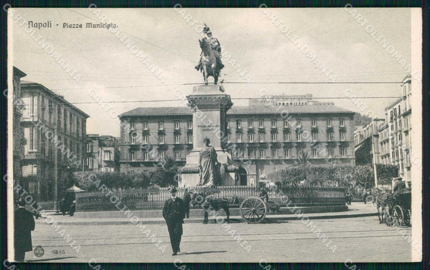 Napoli Città Piazza Municipio Brunner 8485 cartolina MX5048 – fronte