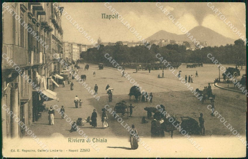 Napoli Città Riviera Chiaia Vesuvio PIEGHINE Ragozino 22683 cartolina MX5052 – fronte