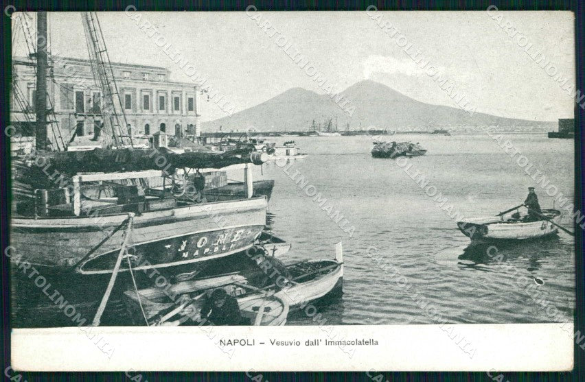 Napoli Città Immacolatella Veduta Vesuvio cartolina MX5057 – fronte