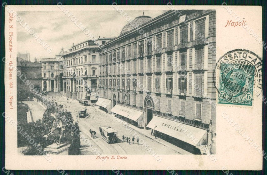 Napoli Città Strada San Carlo Tram cartolina MX5117 – fronte