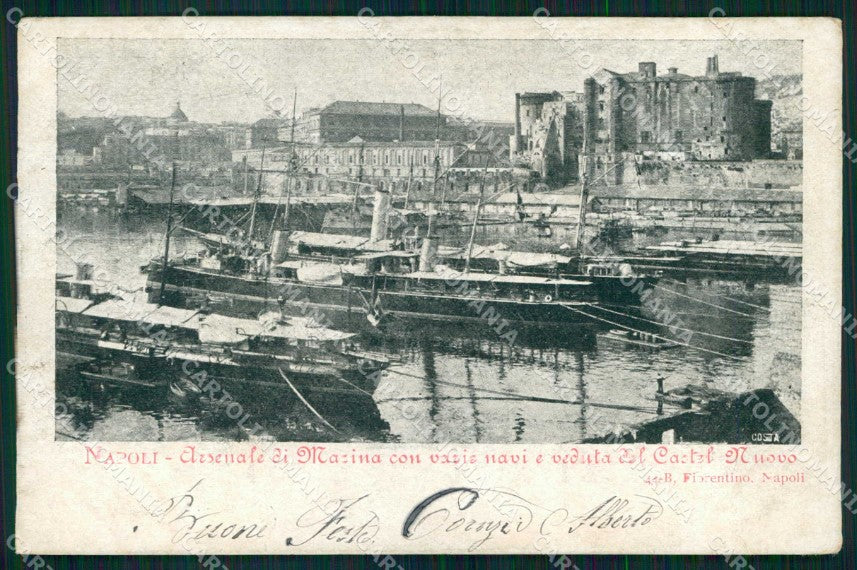 Napoli Città Arsenale di Marina Navi Castel Nuovo cartolina MX5137 – fronte