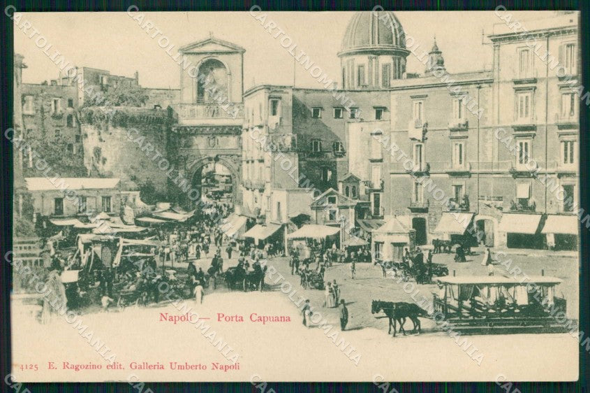 Napoli Città Porta Capuana Tramway Ragozino 4125 cartolina MX5139 – fronte