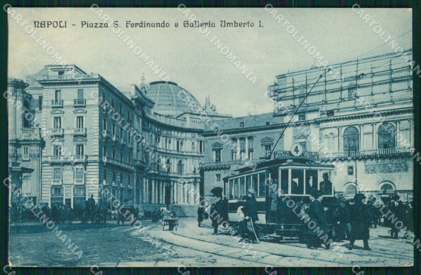 Napoli Città Piazza San Ferdinando Tram Galleria Umberto I cartolina MX5143 – fronte
