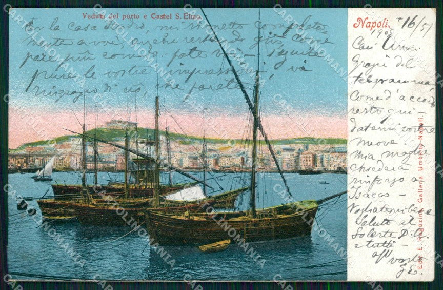 Napoli Città Porto con Barche Castel Sant Elmo Ragozino 2643 cartolina MX5157 – fronte