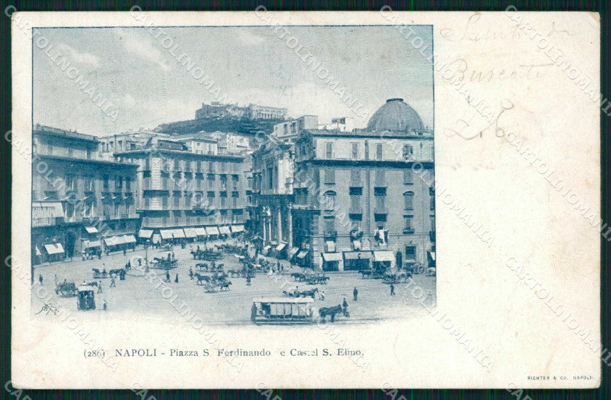 Napoli Città Piazza San Ferdinando Castel Sant Elmo Richter 286 cartolina MX5174 – fronte