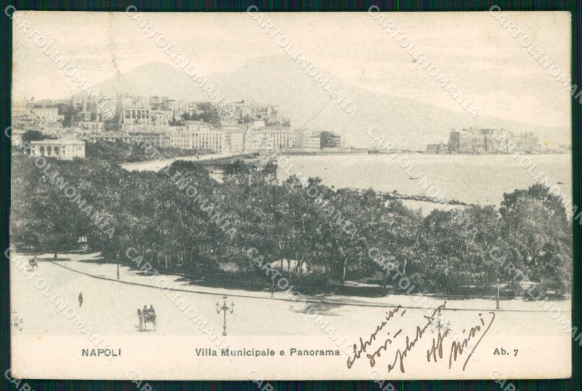 Napoli Città Villa Municipale Veduta Vesuvio cartolina MX5195 – fronte