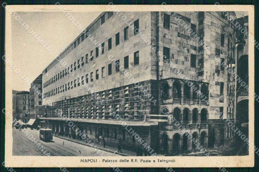 Napoli Città Palazzo Poste Telegrafi Tram PIEGHE cartolina MX5224 – fronte