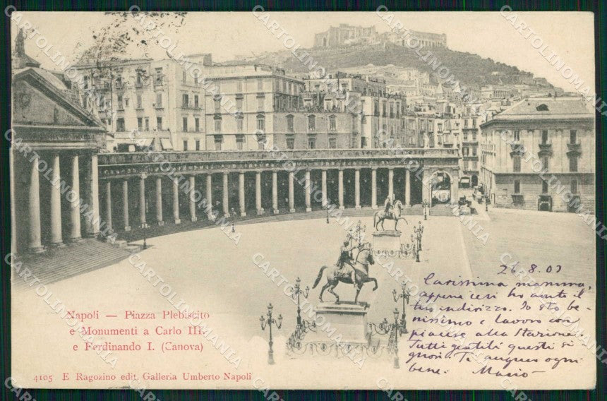 Napoli Città Piazza Plebiscito Monumenti Ragozino 4105 cartolina MX5262 – fronte
