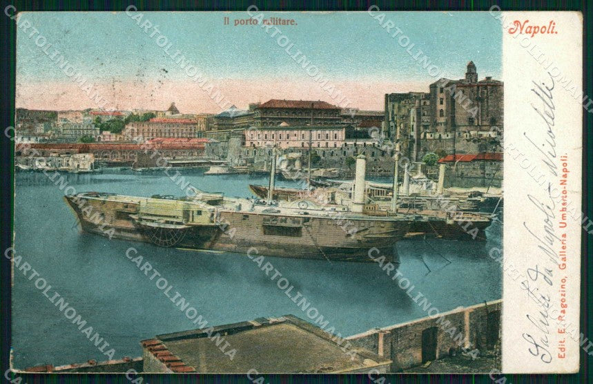 Napoli Città Porto Militare con Barche Ragozino 2573 cartolina MX5265 – fronte