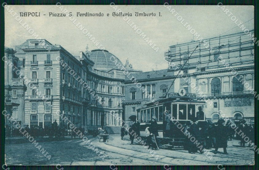 Napoli Città Piazza San Ferdinando Tram Galleria Umberto I cartolina MX5278 – fronte