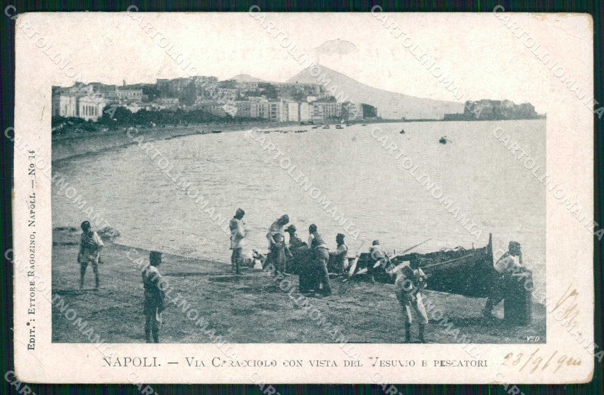 Napoli Città Via Caracciolo Vesuvio Pescatori Ragozino 14 cartolina MX5282 – fronte