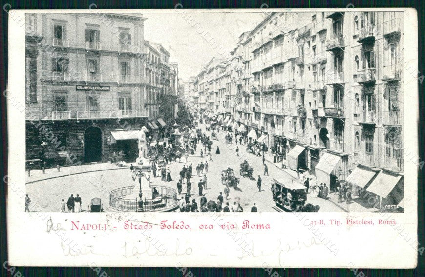 Napoli Città Strada Toledo Tram Via Roma cartolina MX5284 – fronte