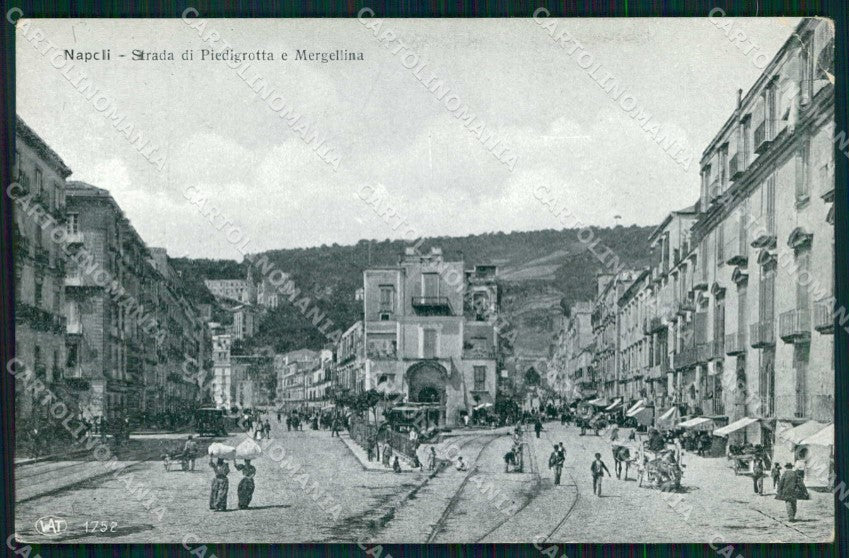 Napoli Città Strada Piedigrotta Tram Alterocca 1752 PIEGHINA cartolina MX5292 – fronte