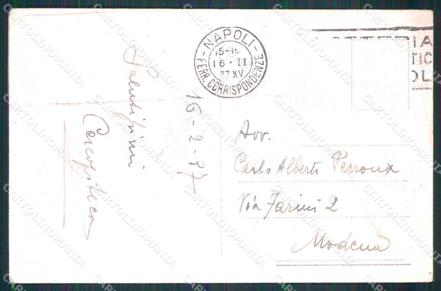 Napoli Città Piazza Amedeo Hotel Bertolini Corriera cartolina MX5297 – retro