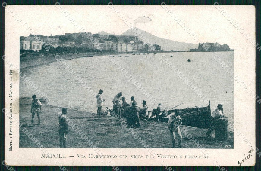 Napoli Città Via Caracciolo Vesuvio Pescatori Ragozino 14 cartolina MX5298 – fronte