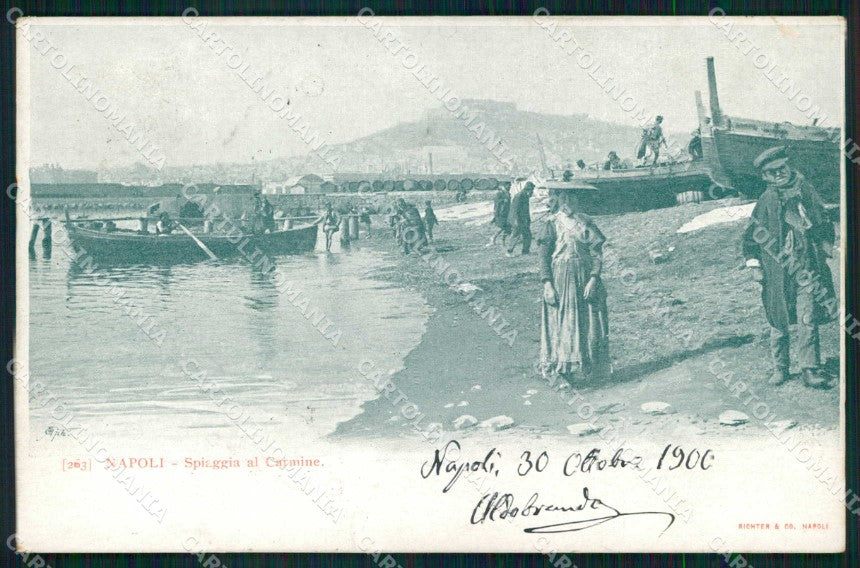 Napoli Città Spiaggia al Carmine Richter 263 PIEGHINE cartolina MX5305 – fronte