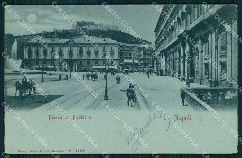 Napoli Città Piazza Plebiscito Chiaro di Luna Stengel 11188 cartolina MX5311 – fronte