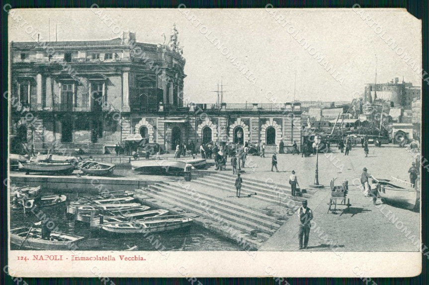 Napoli Città Immacolatella Vecchia Barche ABRASA cartolina MX5346 – fronte