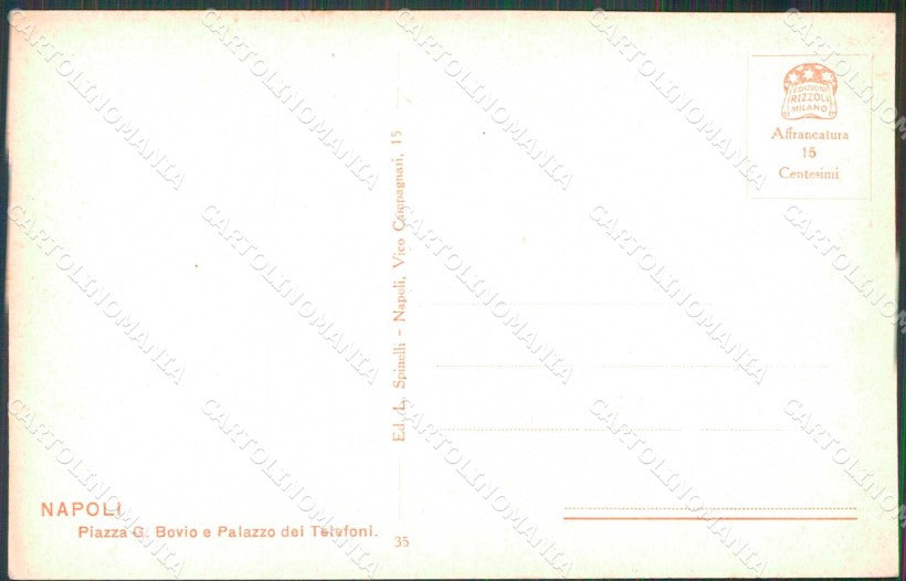 Napoli Città Piazza Bovio Tram Palazzo Telefoni cartolina MX5404 – retro