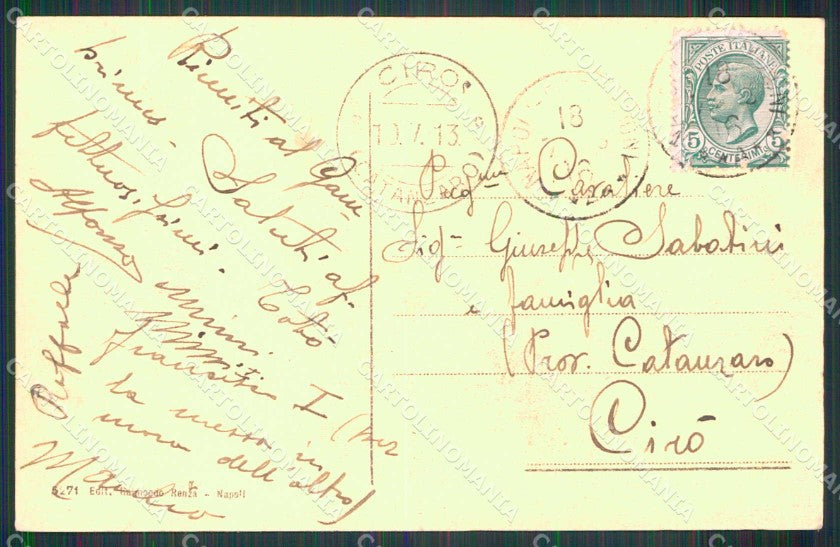 Napoli Città Via Partenope Vesuvio ABRASA cartolina MX5434 – retro
