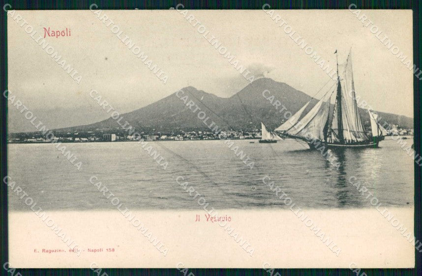 Napoli Città Veduta Vesuvio Barca Ragozino 158 cartolina MX5446 – fronte