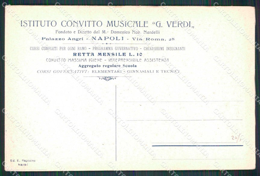 Napoli Città Palazzo Angri Istituto Musicale Verdi Ragozino cartolina MX5450 – retro