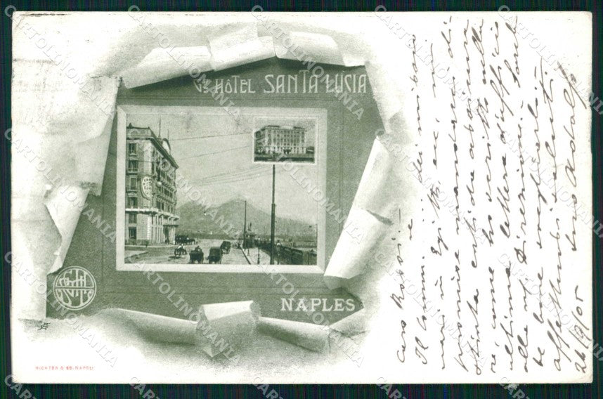 Napoli Città Hotel Santa Lucia Vesuvio Richter cartolina MX5455 – fronte