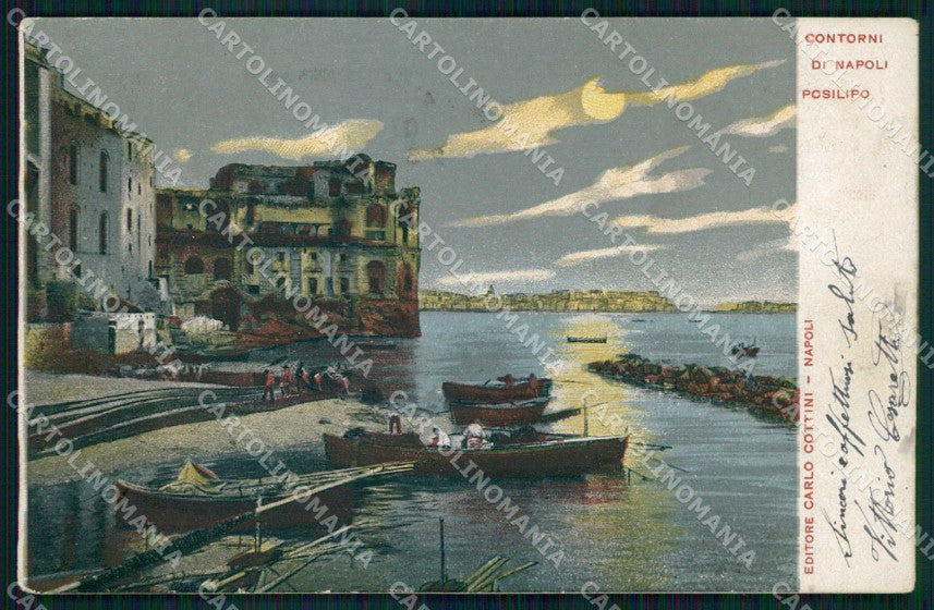 Napoli Città Veduta Posillipo Chiaro di Luna cartolina MX5548 – fronte