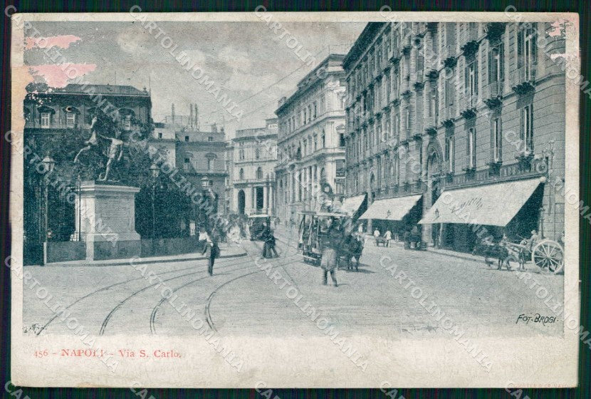 Napoli Città Via San Carlo Tramway Richter 456 FORO ABRASA cartolina MX5553 – fronte