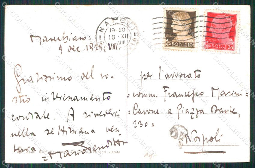 Napoli Città Veduta Generale Posillipo Brunner 20 40 cartolina MX5558 – retro